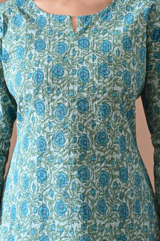 Green Printed Straight Kurta