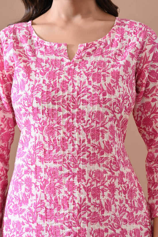 Cream Printed Straight Kurta