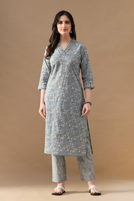 Blue Printed Kurta Set