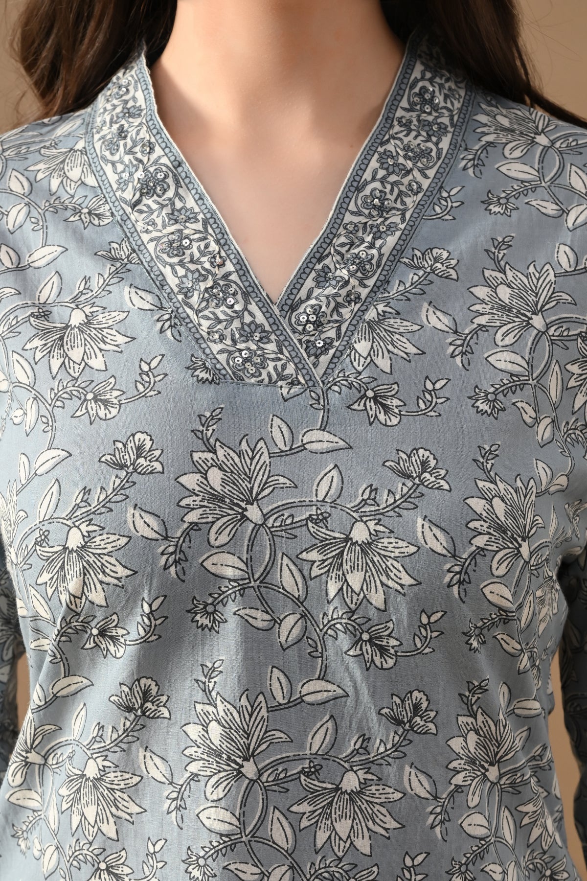 Blue Printed Kurta Set