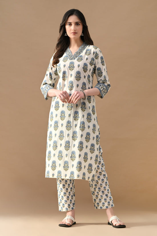 Cream Floral Printed Kurta 2 Pcs Set