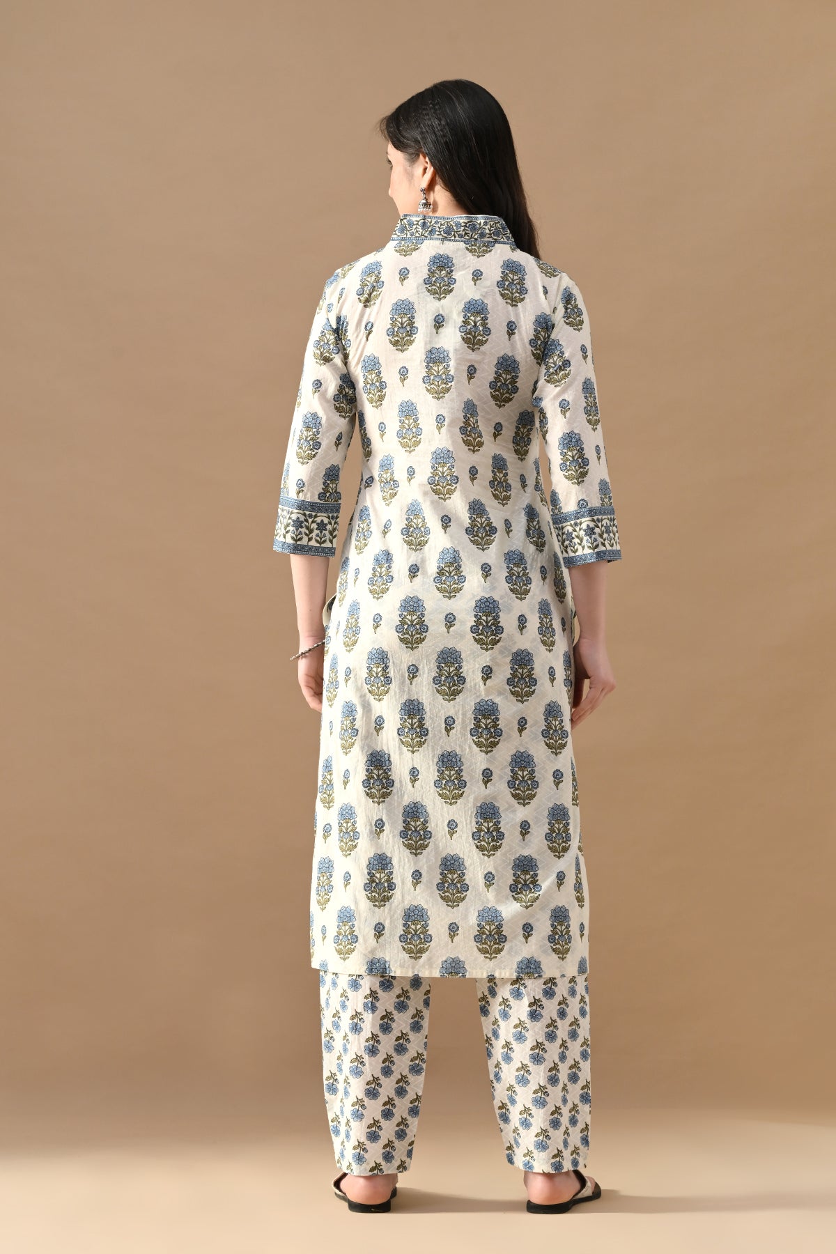 Cream Floral Printed Kurta 2 Pcs Set
