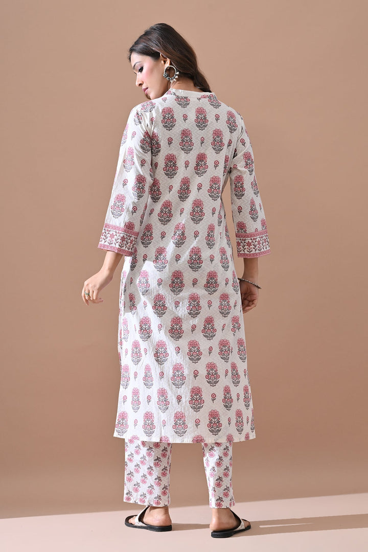 Cream Printed Kurta Set