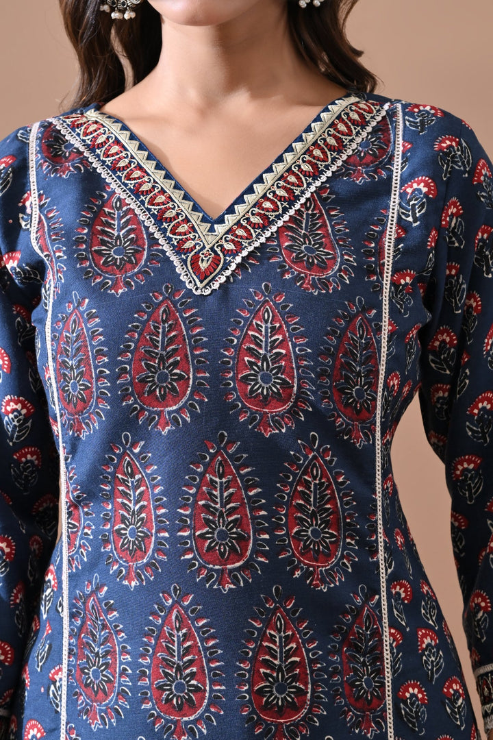 Blue Printed Kurta Set