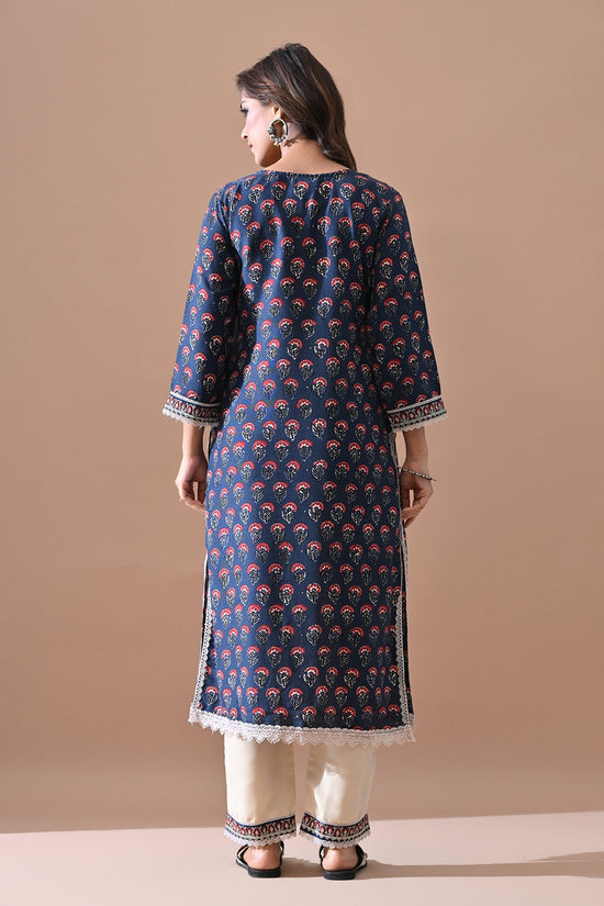 Blue Printed Kurta Set (2 Piece)