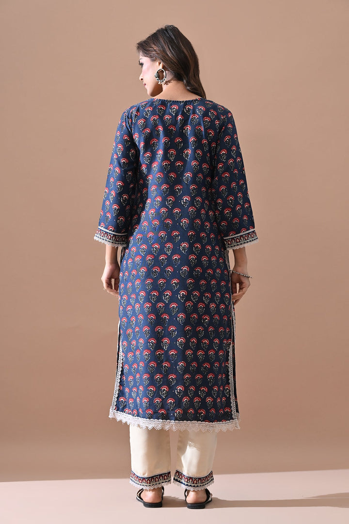 Blue Printed Kurta Set