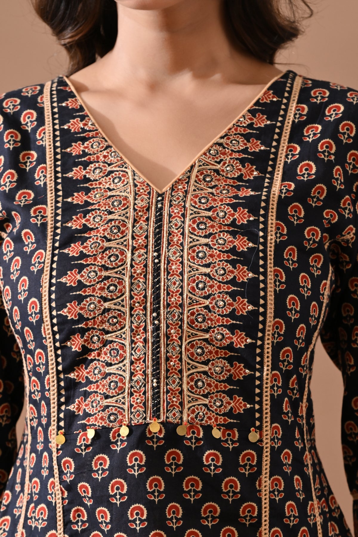 Black Printed A-line Kurta 2 Pcs Set