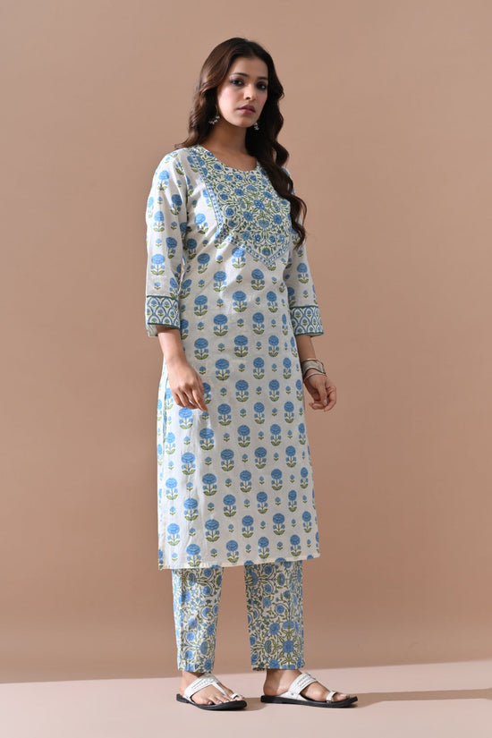 Cream Floral Printed Kurta Set (2 Piece)
