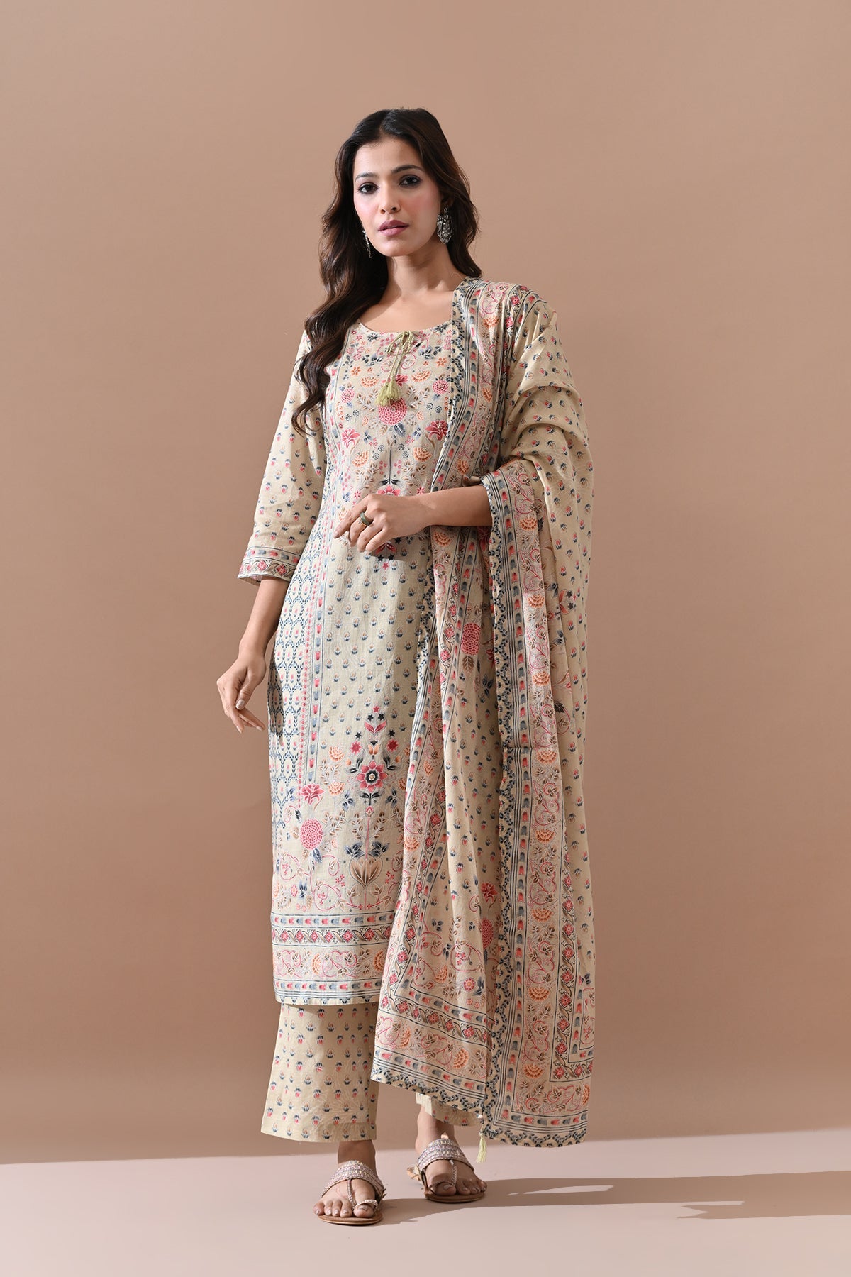 Green Printed Kurta Set