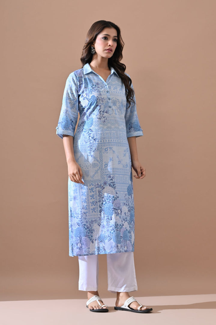 Blue Printed Kurta