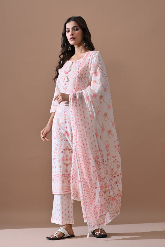 Cream Printed Kurta Set