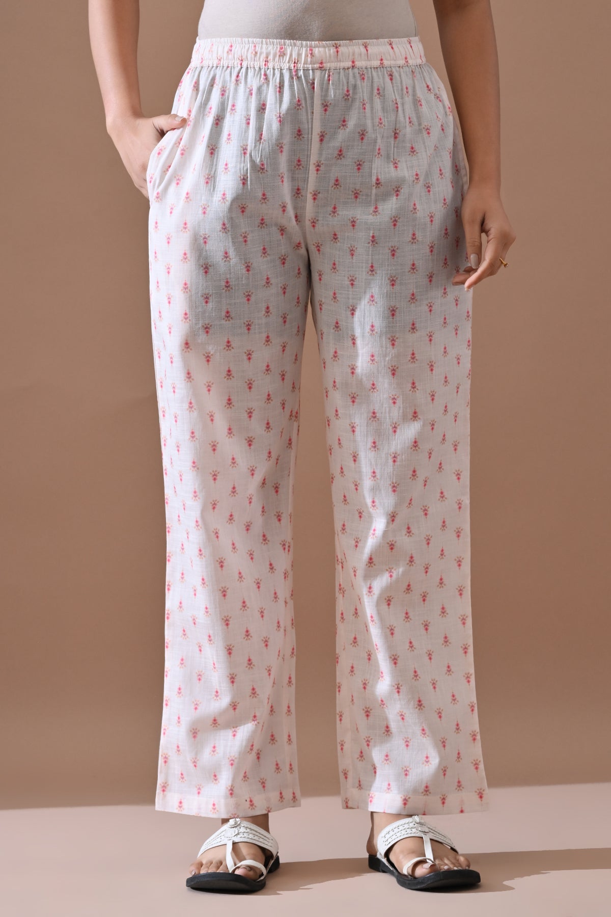 Cream Printed Kurta Set