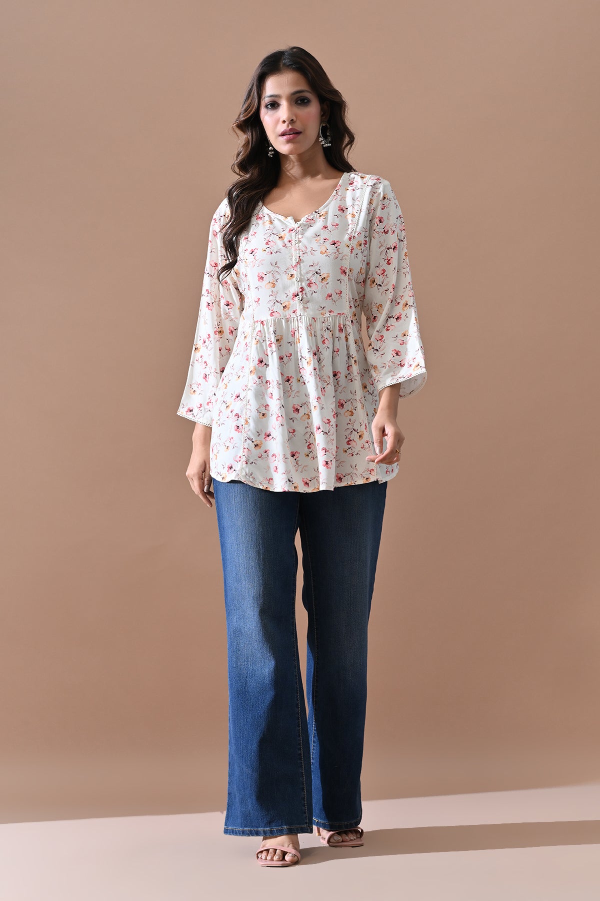 Cream Floral Printed Top