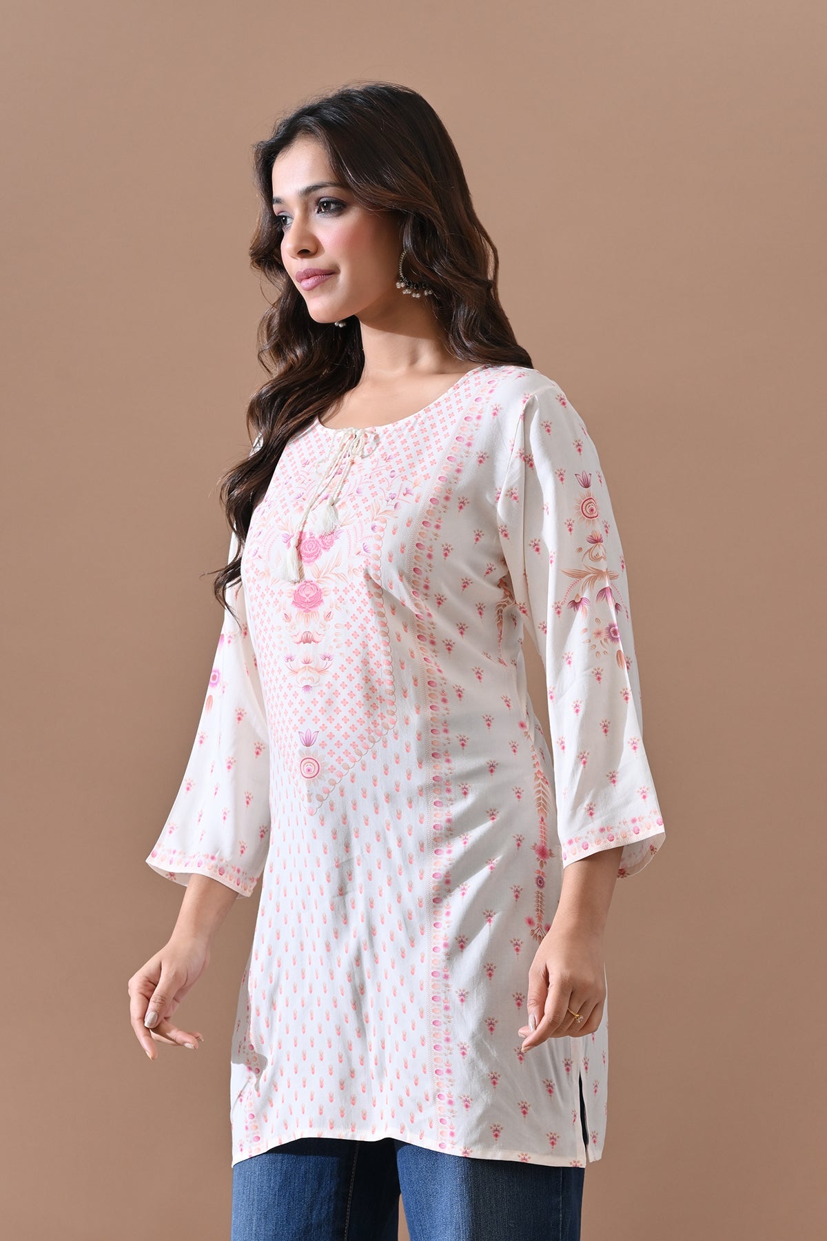 Cream Printed Top