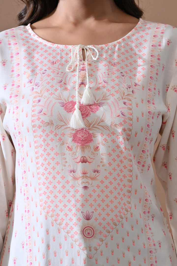 Cream Printed Top
