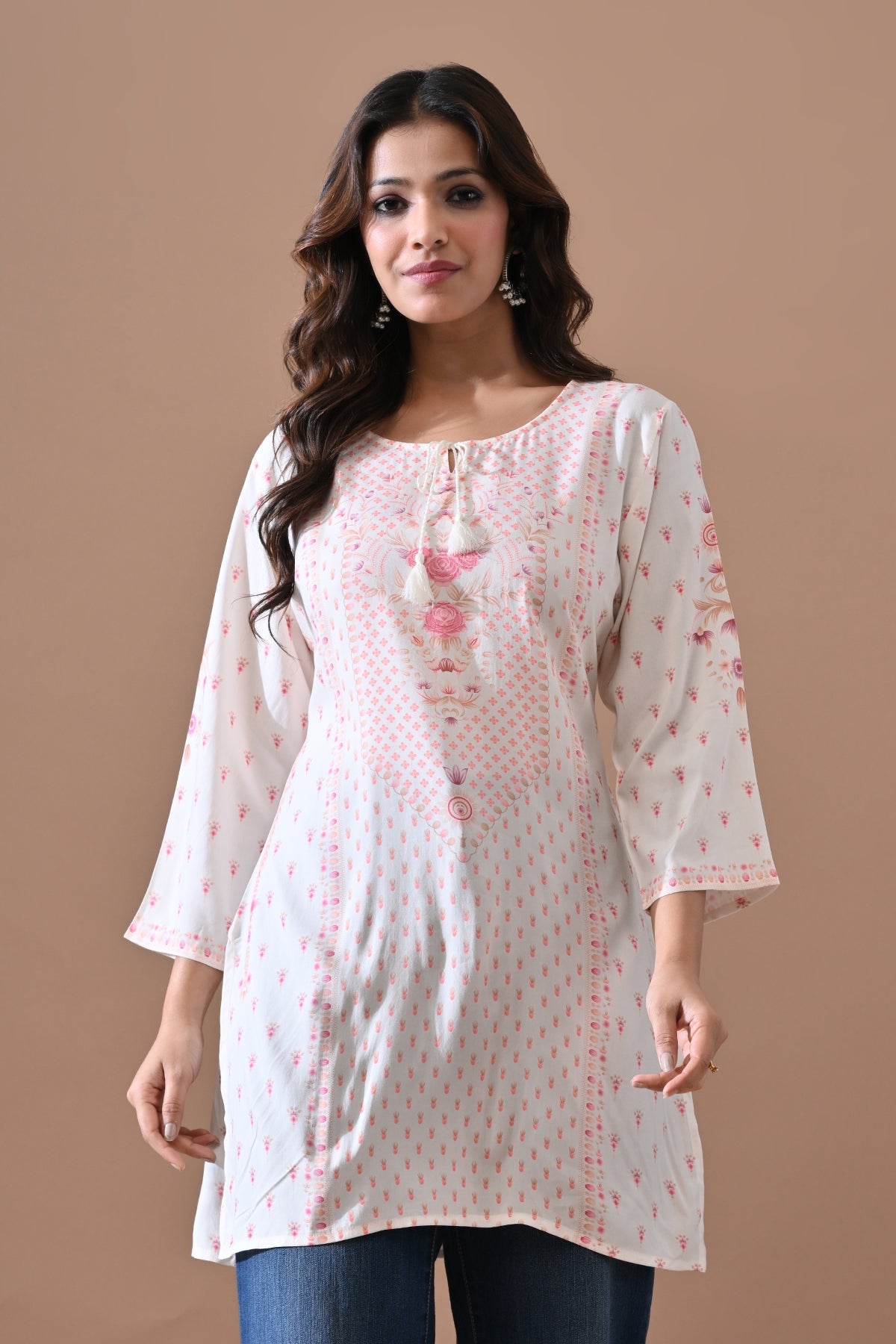 Cream Printed Top
