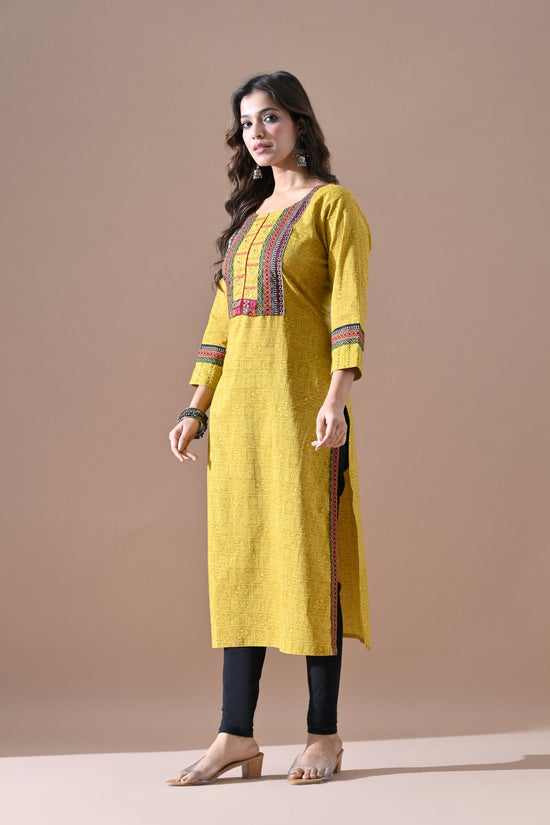 Yellow Printed Kurta