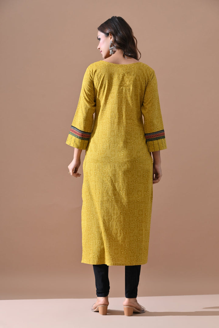 Yellow Printed Kurta