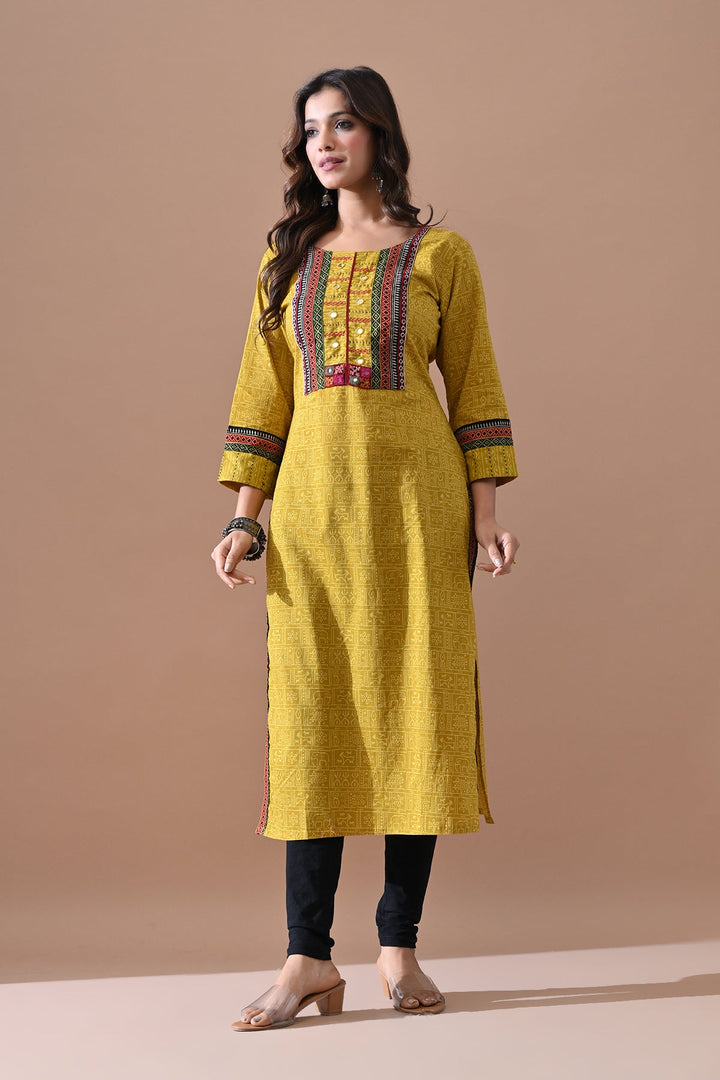 Yellow Printed Kurta
