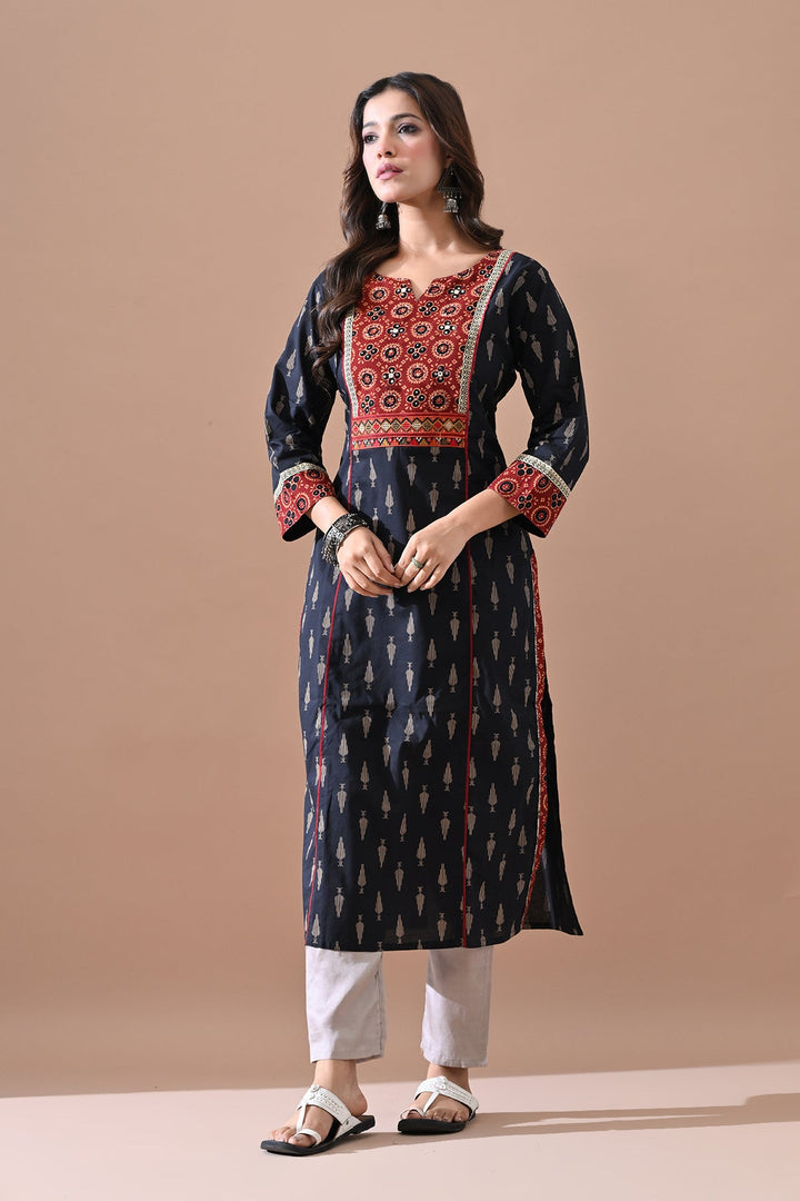 Black Printed Kurta