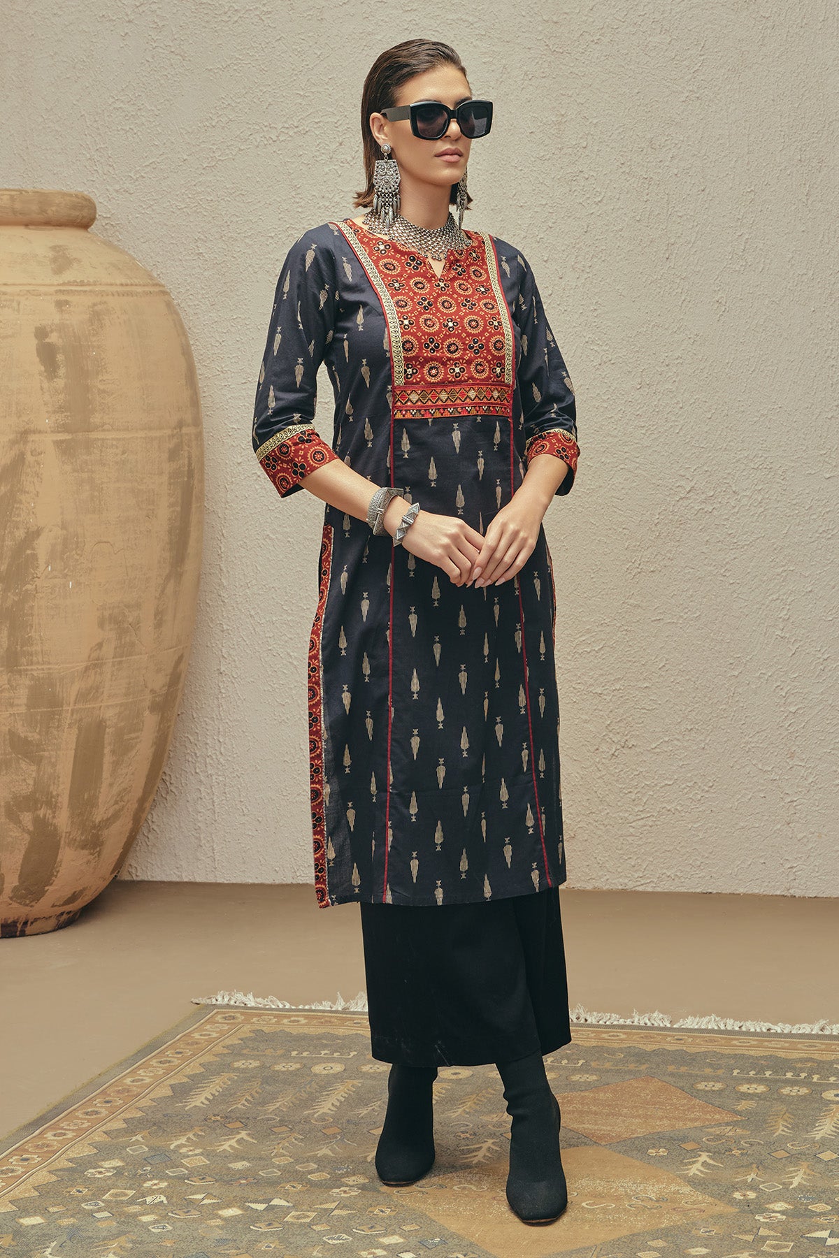 Black Printed Kurta