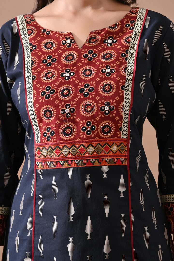 Black Printed Kurta