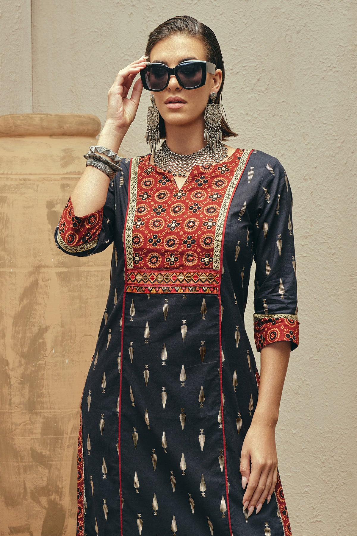 Black Printed Kurta