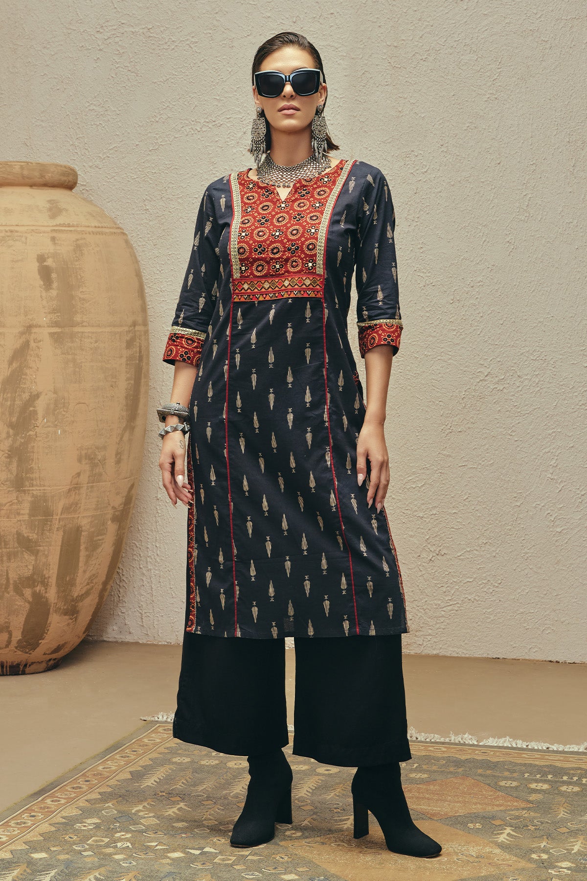 Black Printed Kurta