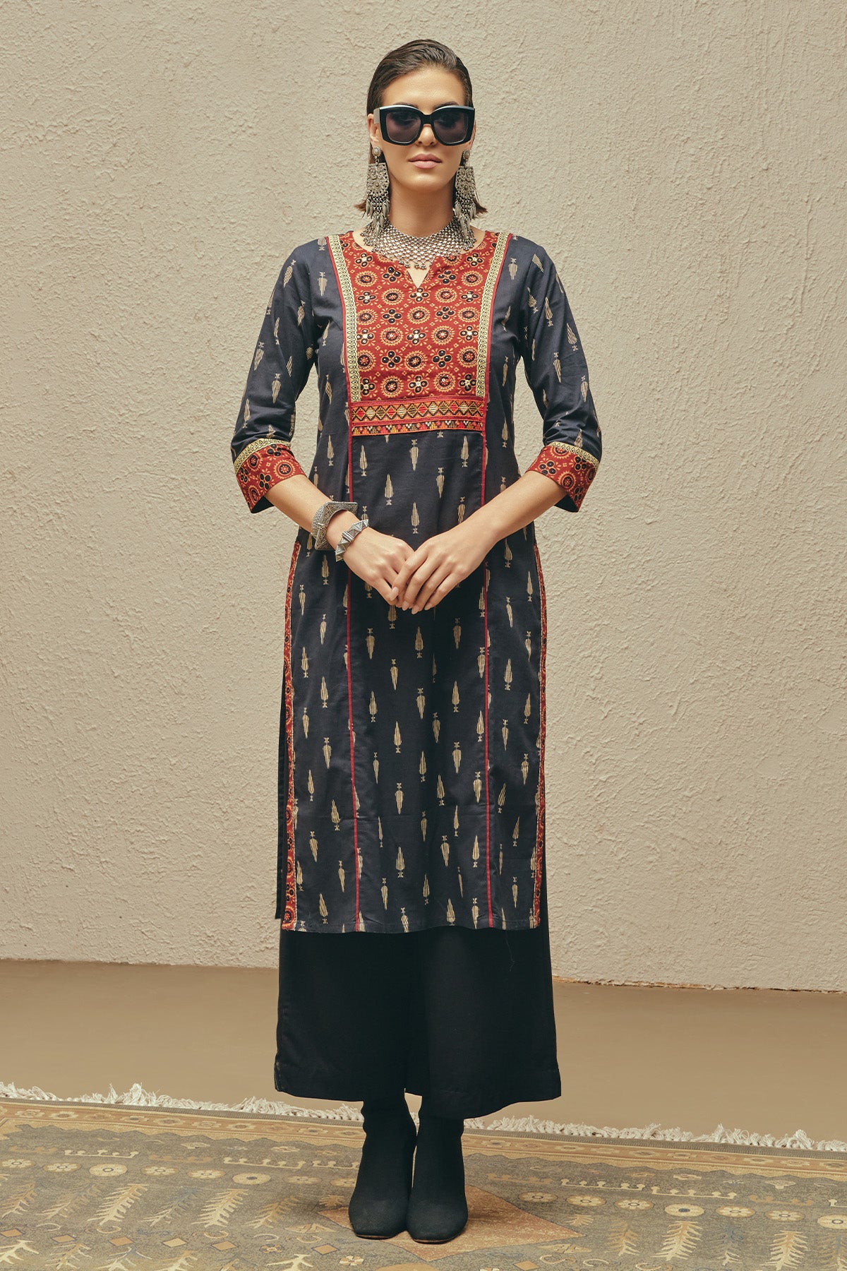 Black Printed Kurta