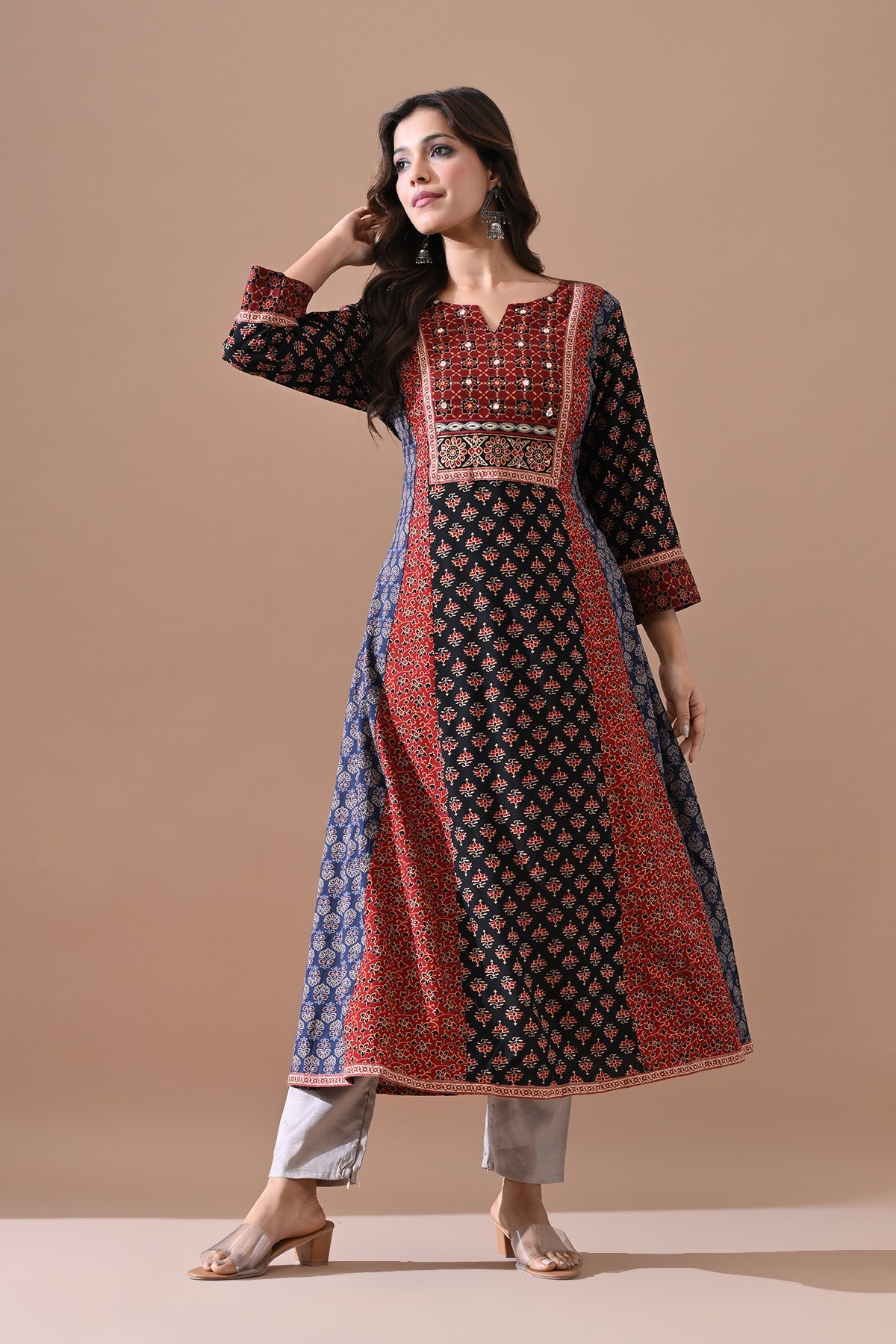 Multi Printed A-line Kurta