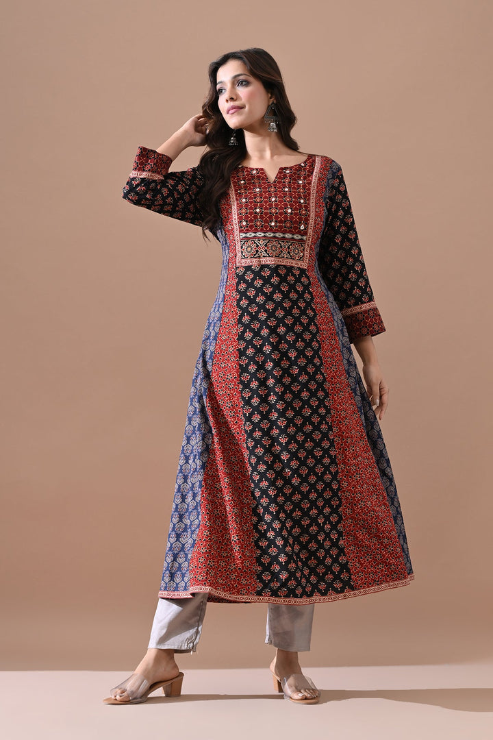 Multi Printed A-line Kurta