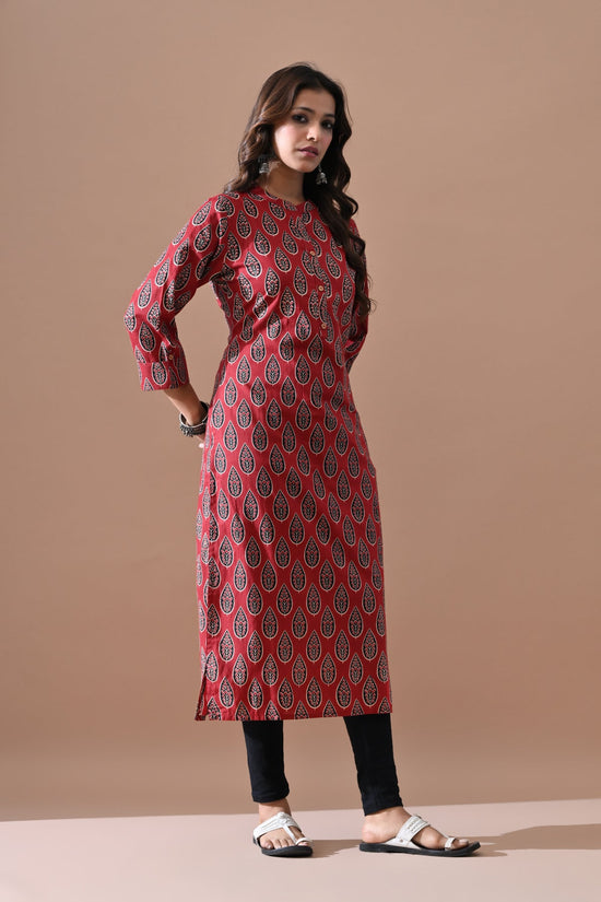Maroon Printed Kurta