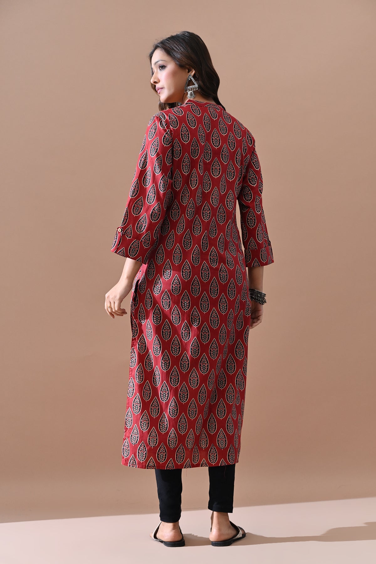 Maroon Printed Kurta