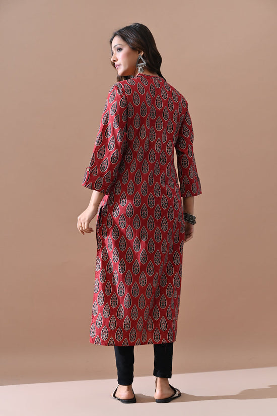Maroon Printed Kurta