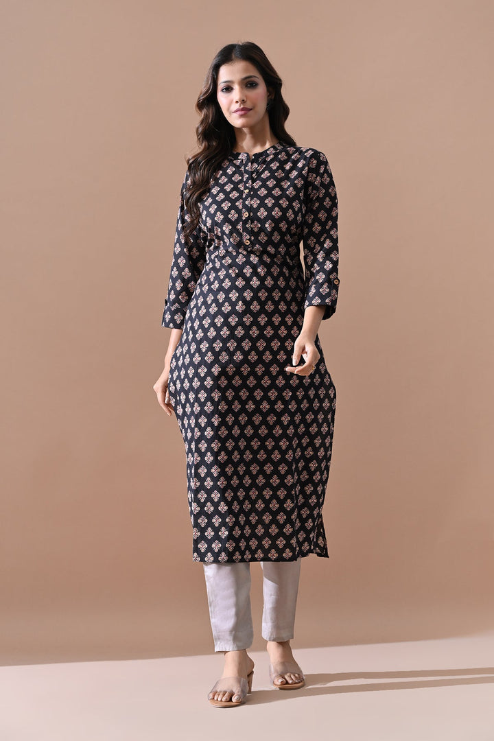 Black Printed Kurta
