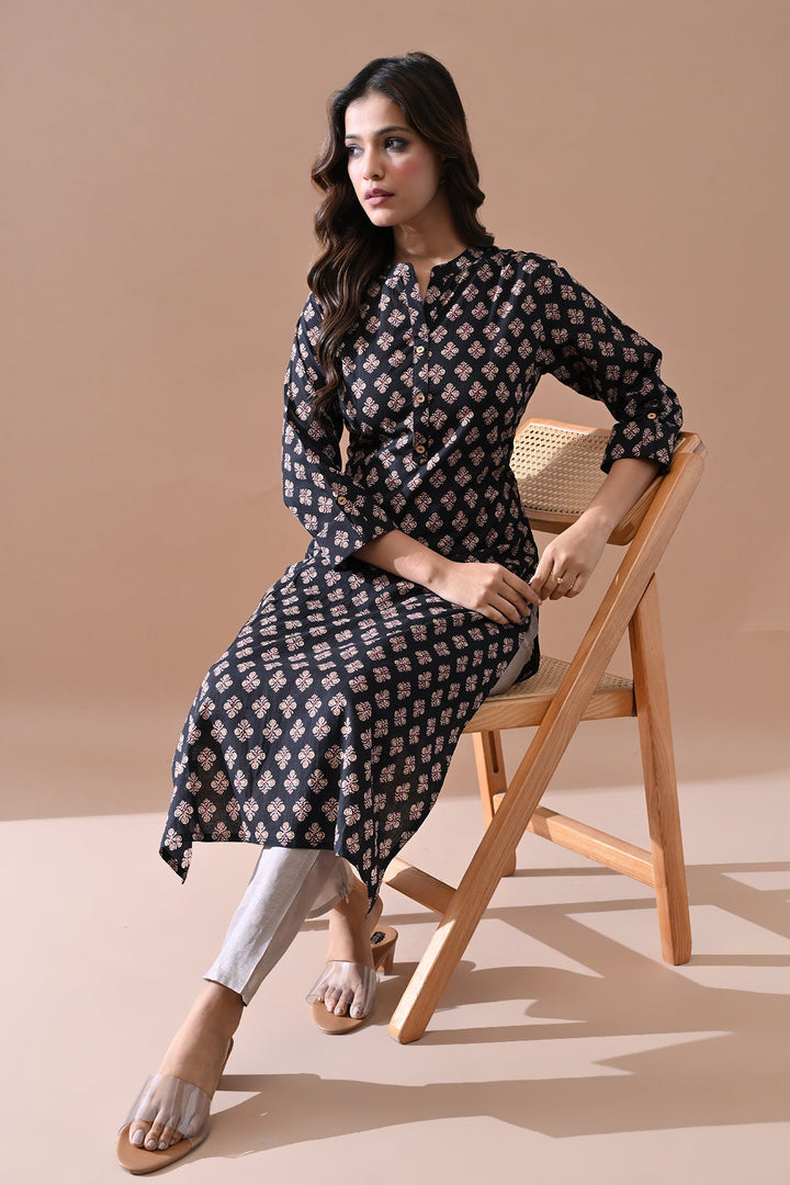 Black Printed Kurta