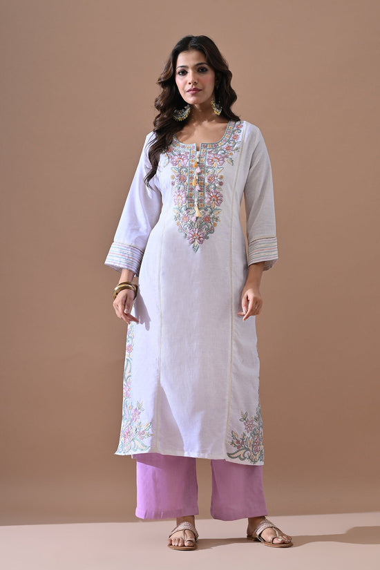 Cream Embroidered Kurta Set