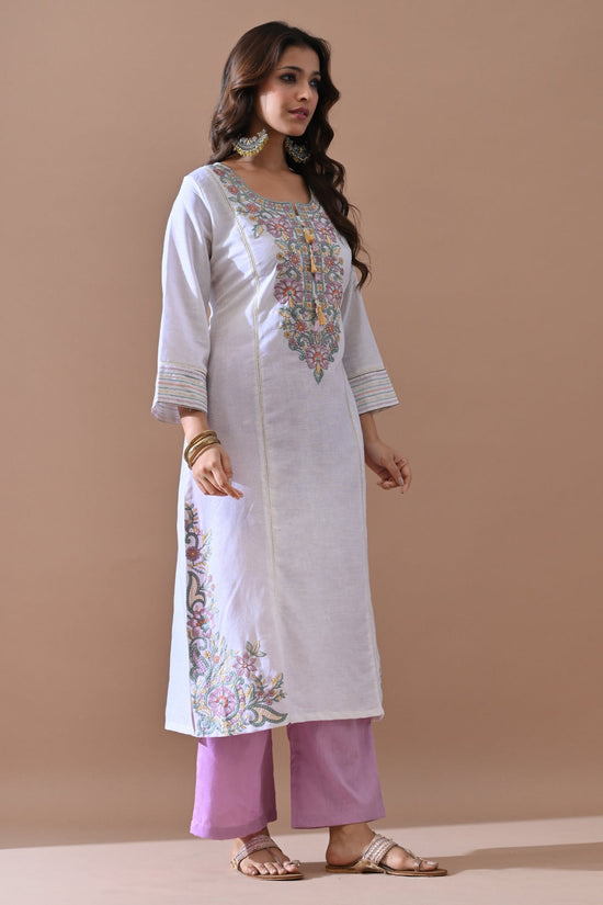Cream Embroidered Kurta Set