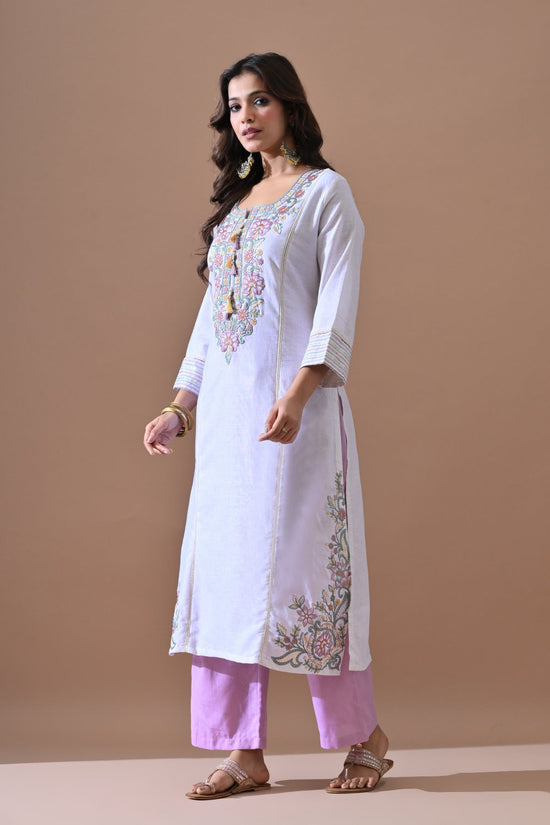 Cream Embroidered Kurta Set