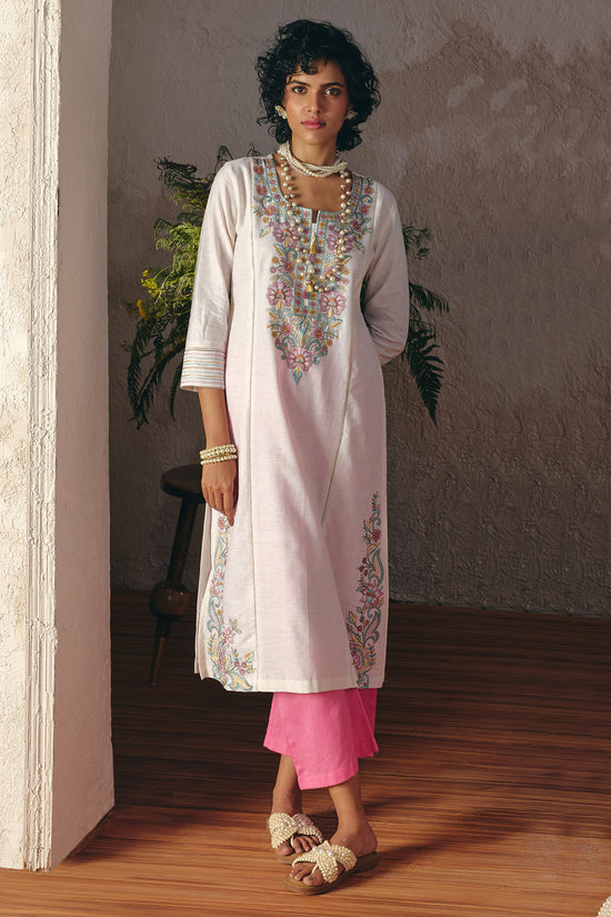 Cream Embroidered Kurta 2 Pcs Set