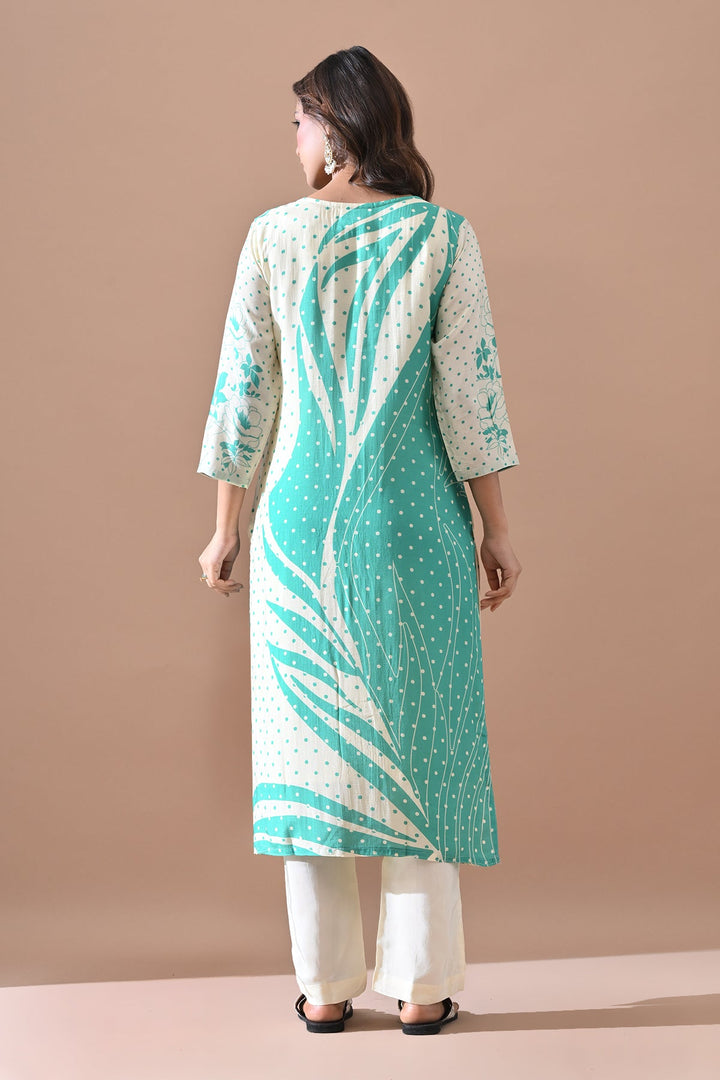 Cream Printed Kurta Set