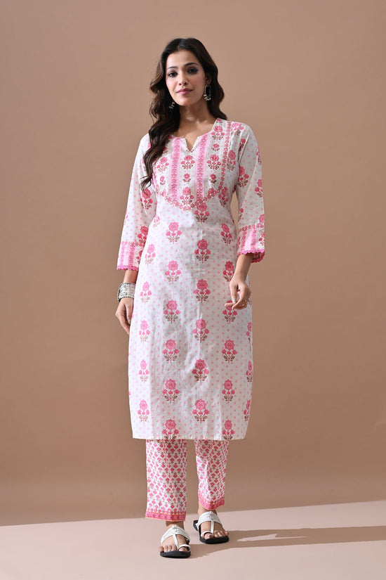 Cream Printed Kurta Set
