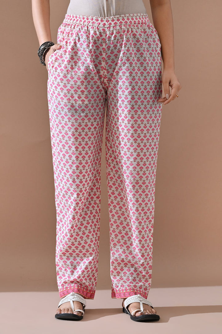 Cream Printed Kurta Set