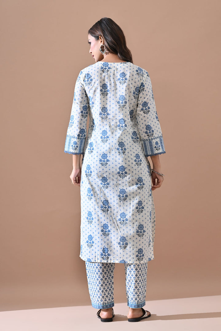 Cream Floral Printed Kurta Set