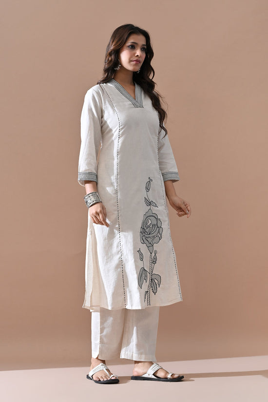 Off-White Embroidered Kurta Set