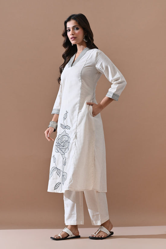 Off-White Embroidered Kurta Set