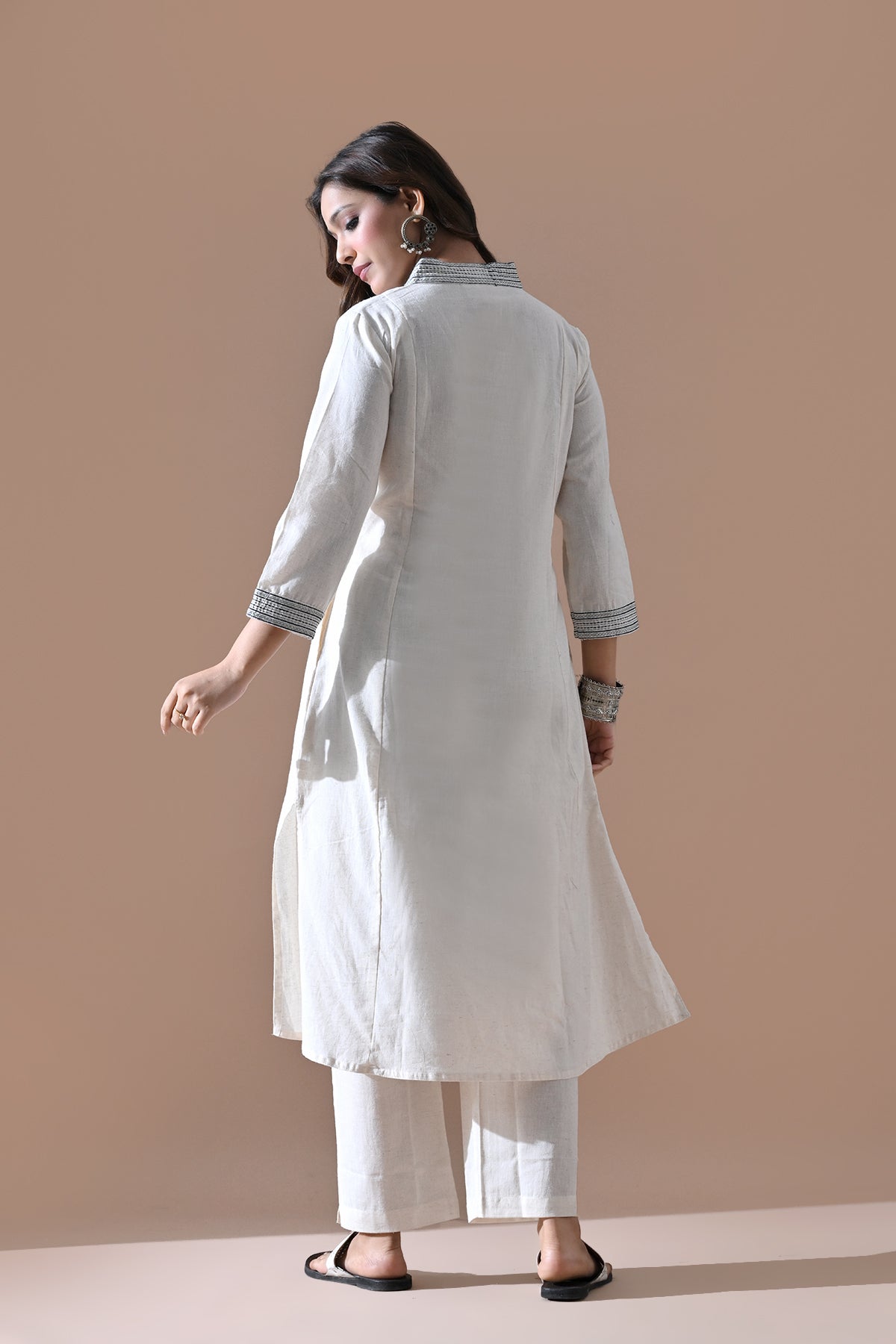 Off-White Embroidered Kurta Set