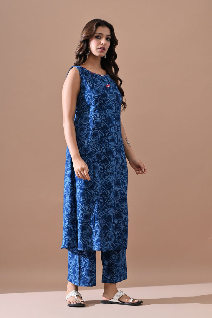 Blue Printed Kurta Set