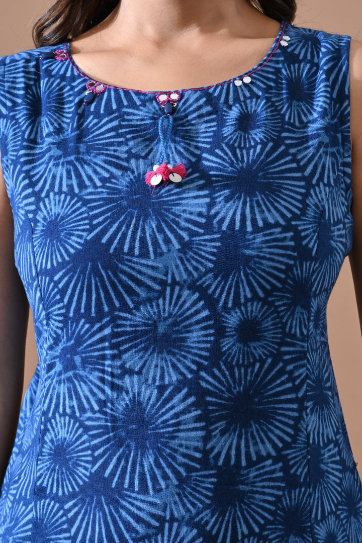Blue Printed Kurta Set