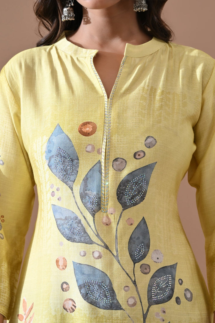 Yellow Printed Kurta